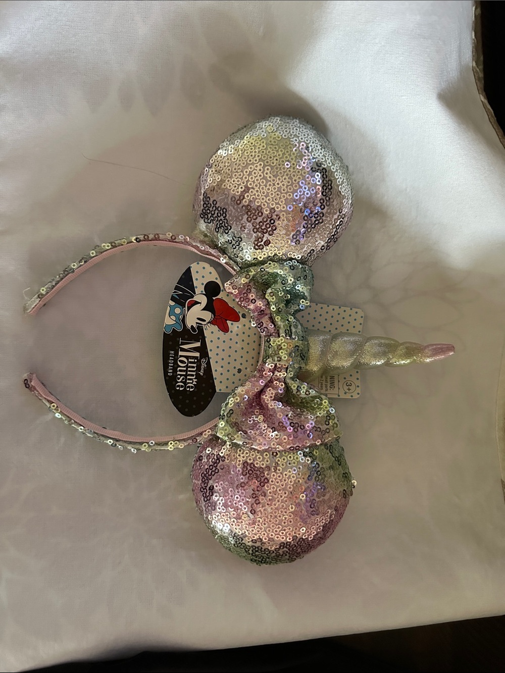 Disney Minnie Mouse Sequin Unicorn Headband in Iridescent Pastel